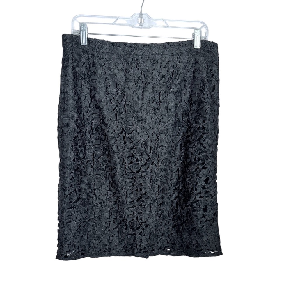 J.Crew Skirt Size 10 Black Lace Pencil‎ Skirt Classic Career Cocktail PERFECT 🖤